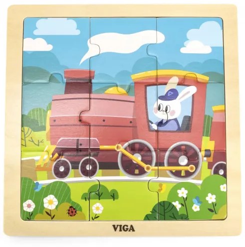 Puzzle na podstavci Viga 44631 9 dielikov - vláčik