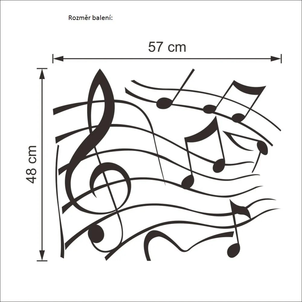Veselá Stena Samolepka na stenu na stenu Husľový kľúč a noty - 2 farby Farba: Čierne