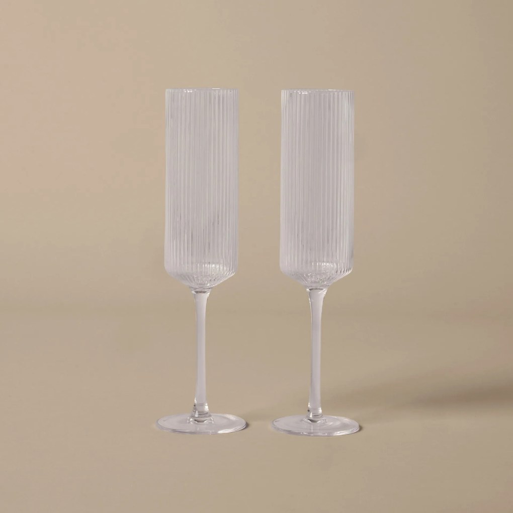 Ferm Living Poháre Ripple Champagne Clear – set 2 ks