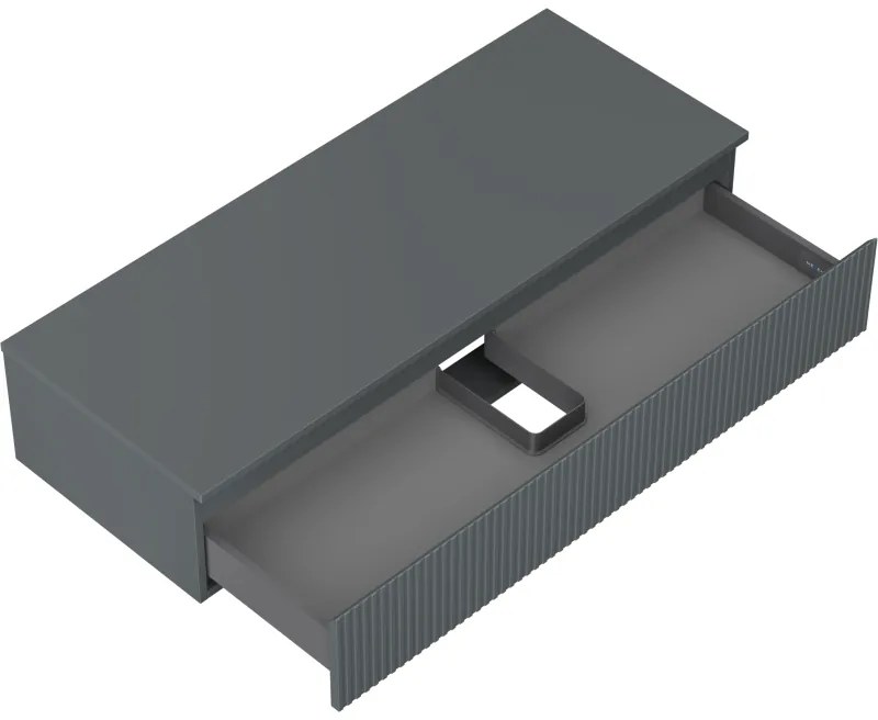 Mexen Rivel, kúpeľňová skrinka 120 cm s hornou časťou, 1 zásuvka, drážkovaná, grafit matná - 91A20-12023-1-BFC66