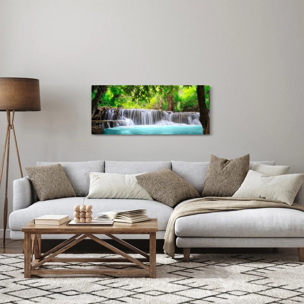 Obraz - Vodopád, tyrkysový (120x50 cm)