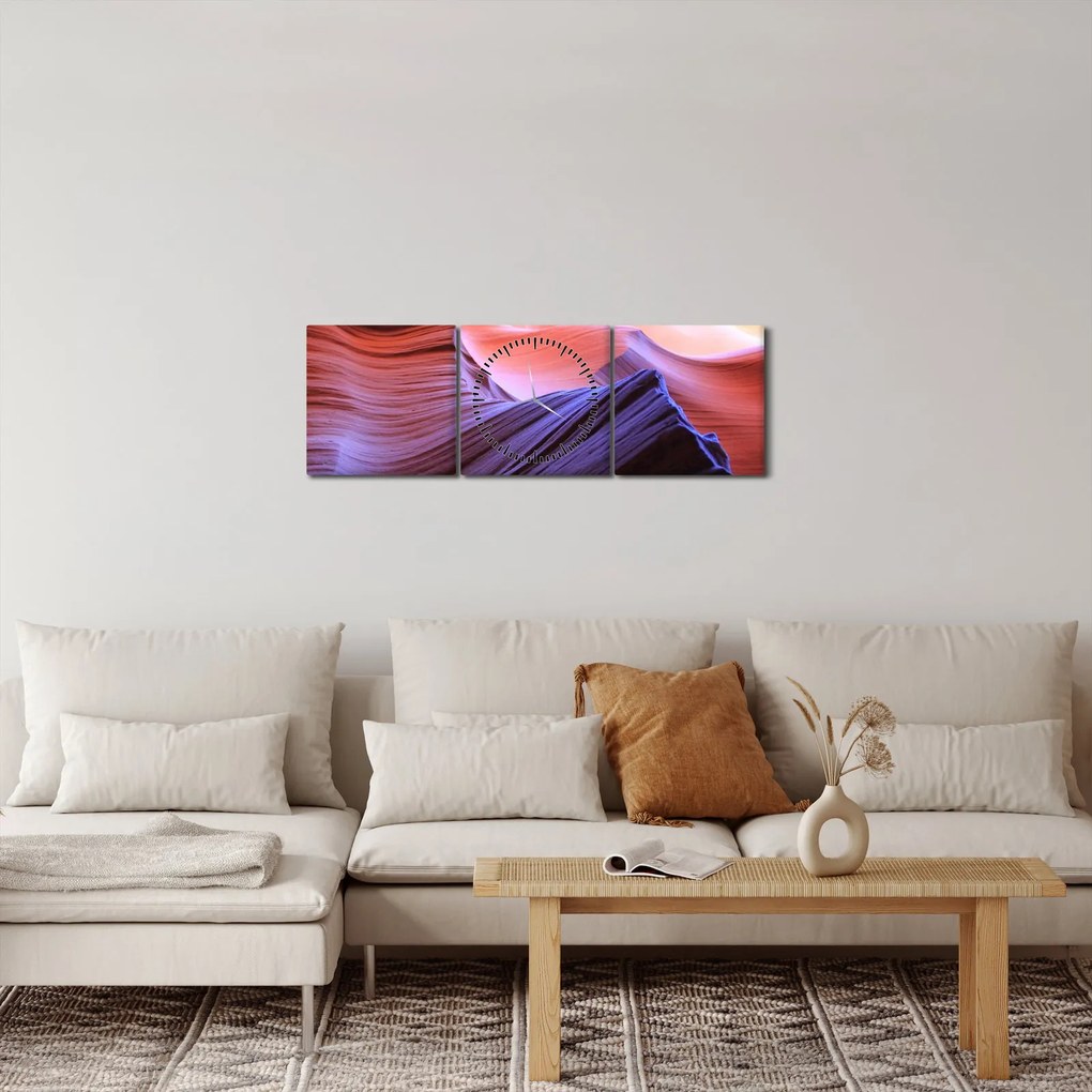 Obraz - farebný piesok (s hodinami) (90x30 cm)