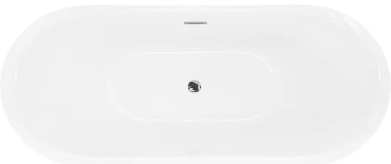 Mexen Lotos, voľne stojaca vaňa 140 x 75 cm, biela, chrómový prepad, 52051407700-01