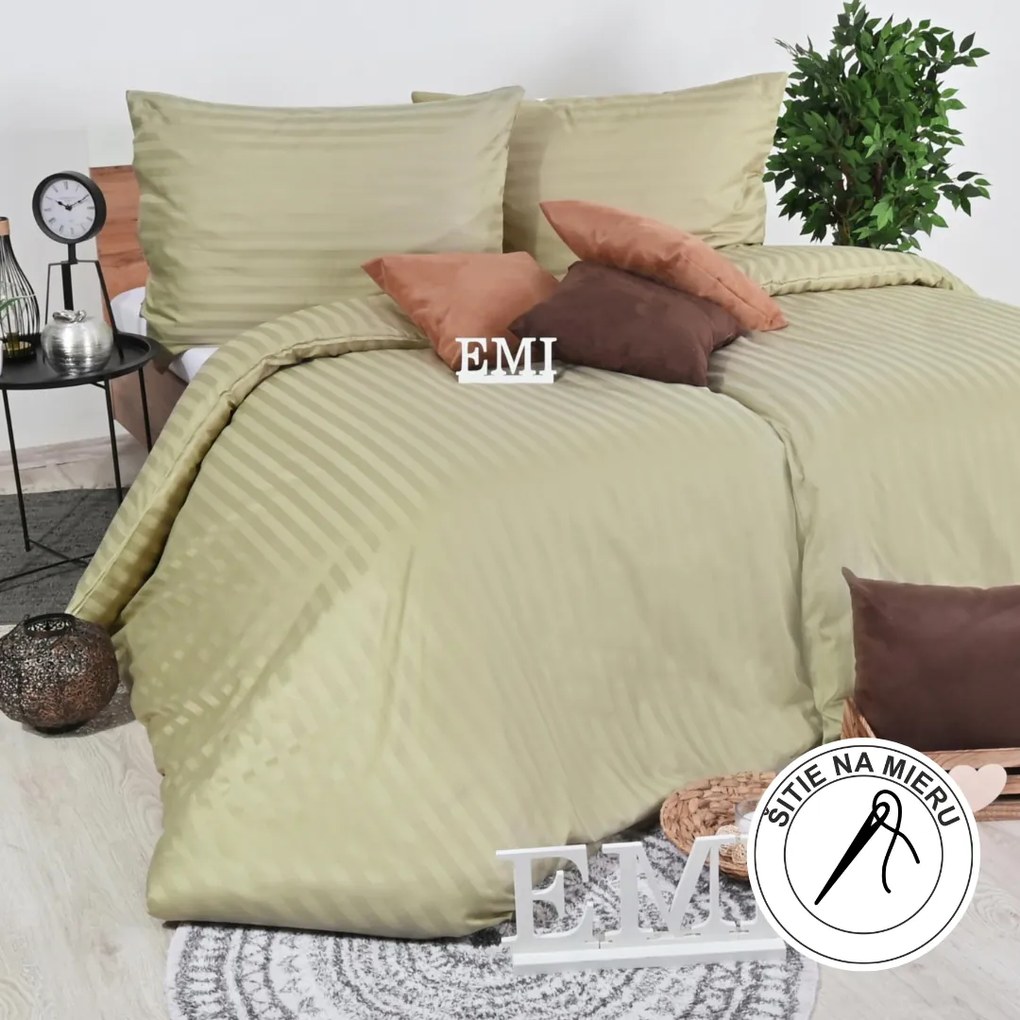 Obliečky damaškové hnedo-olivové EMI: Predĺžený set jednolôžko obsahuje 1x 140x220 + 1x 70x90