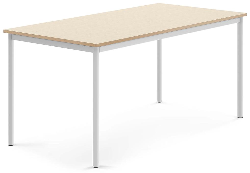 Stôl SONITUS, 1600x800x720 mm, HPL - breza, biela