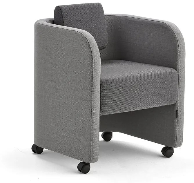 Kreslo COMFY, s kolieskami, vlnená tkanina, svetlošedá/tmavošedá