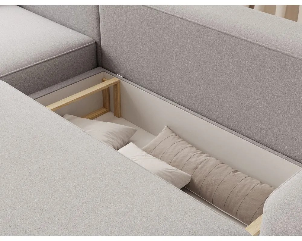 Svetlosivá ženilková rozkladacia/s úložným priestorom rohová pohovka (ľavý roh/s leňoškou) Aurumm – ELTAP