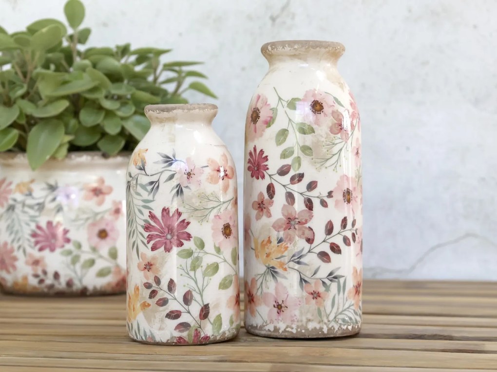 Keramická dekoračná váza s kvetmi Floral Auray - Ø 7*15cm