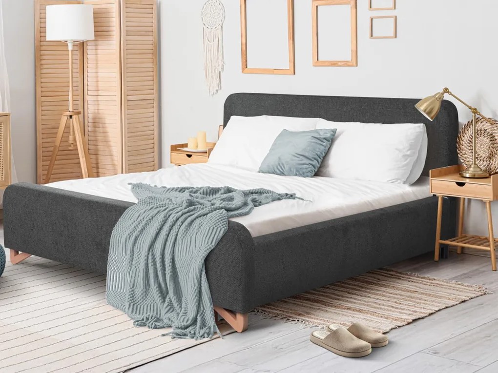 Posteľ Flamingo 180x200 cm, grafitovo šedá štruktúrovaná tkanina