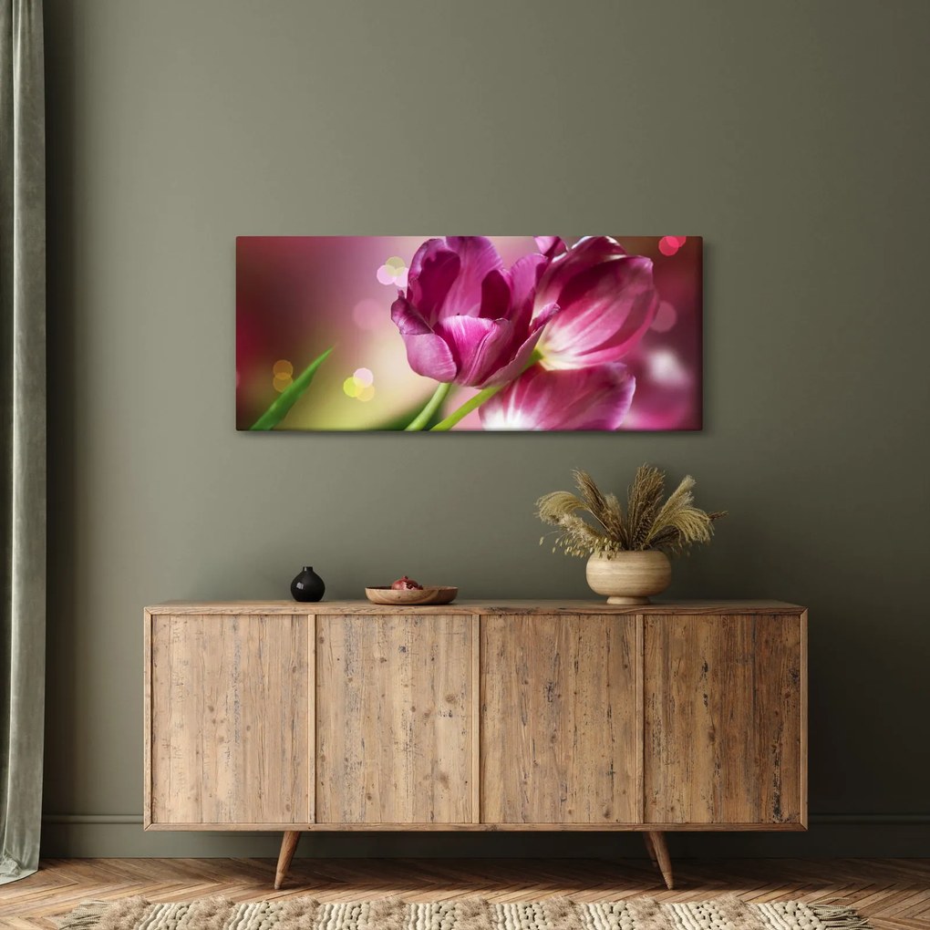 Obraz ružových tulipánov (120x50 cm)