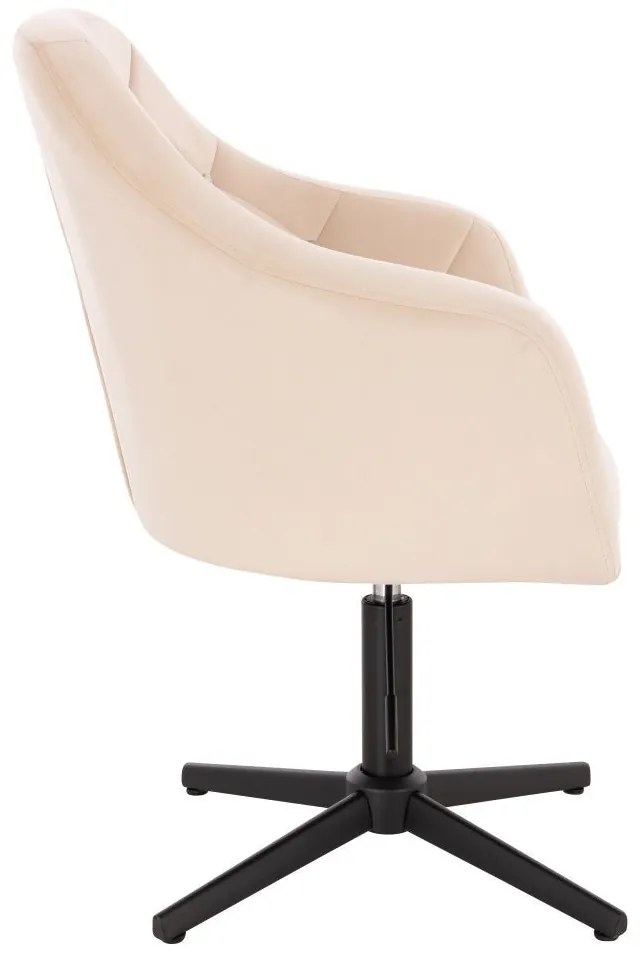 LuxuryForm DESIGN Kreslo ROMA VELUR na čiernom kríži - krémové
