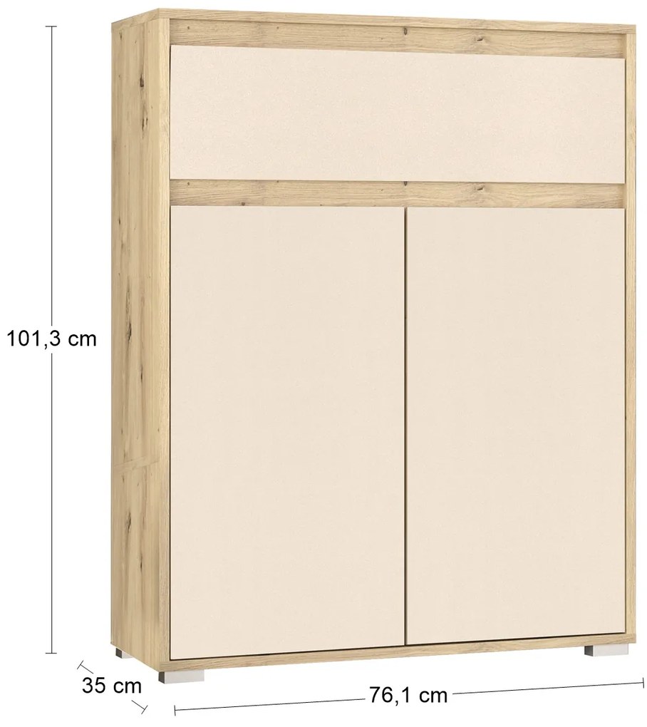 Dvojdverová komoda so zásuvkou Thebes CH-2D1DRW - dub artisan / champagne