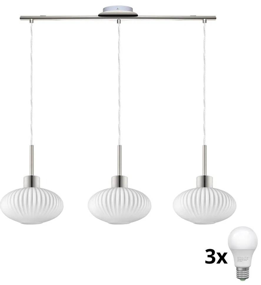 LED luster na lankách HARMA 3xE27/60W/230V matný chróm/biela