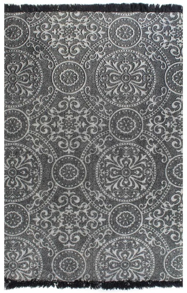 vidaXL Kilim koberec sivý 160x230 cm bavlnený vzorovaný