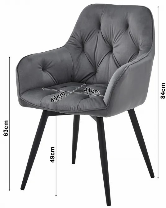 Jedálenská otočná stolička JORK360 zamatová, tmavosivá (čierne nohy)