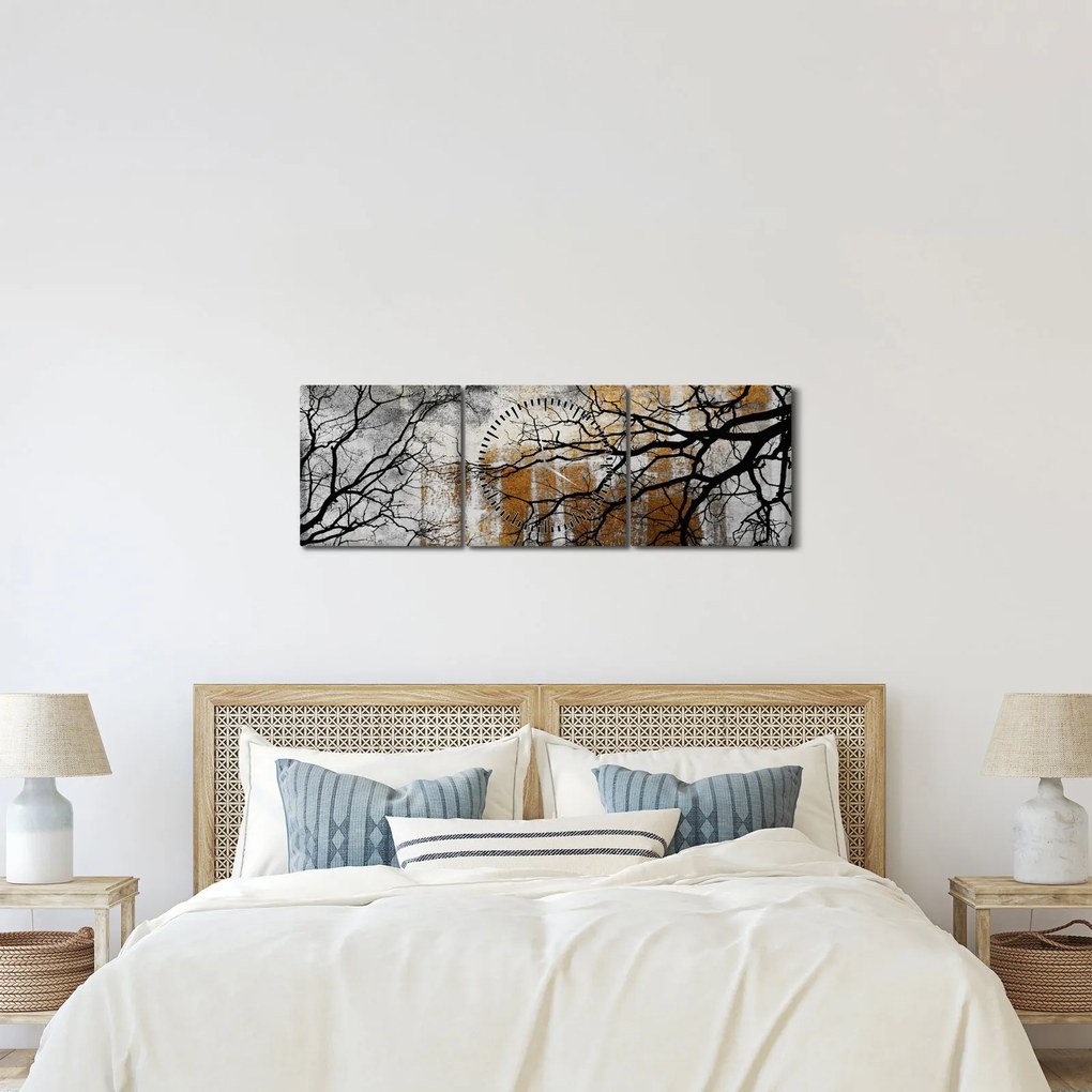 Obraz - Siluety stromov (s hodinami) (90x30 cm)