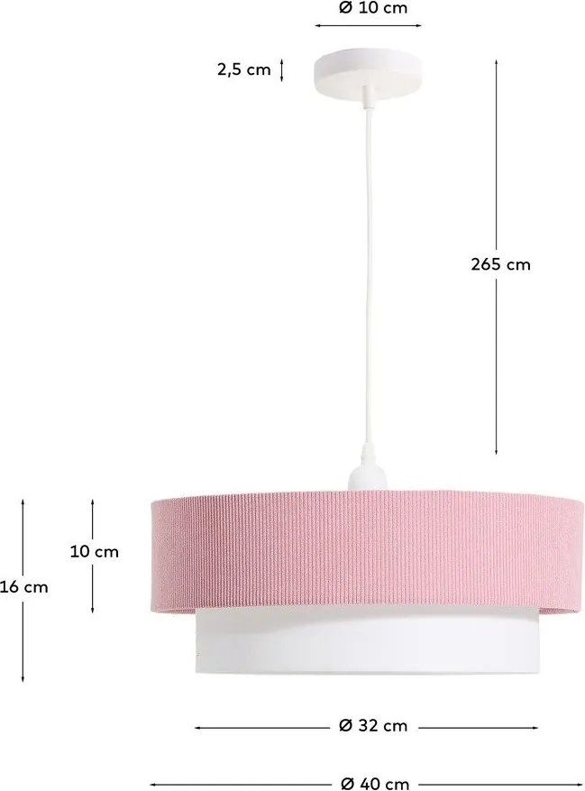 Biely/svetloružový detský luster s textilným tienidlom Bianella – Kave Home