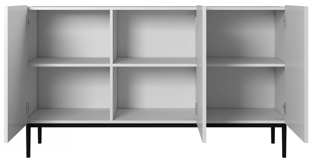 Komoda Nicole 150 cm - biely mat / čierna