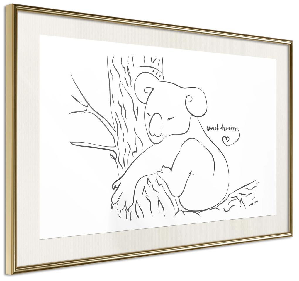 Artgeist Plagát - Sleepy Koala [Poster] Veľkosť: 60x40, Verzia: Zlatý rám