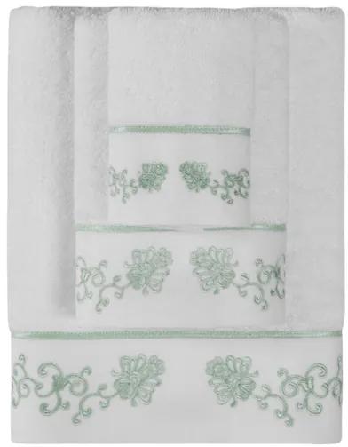 Soft Cotton Malý uterák DIARA 30x50 cm Biela / šedá výšivka