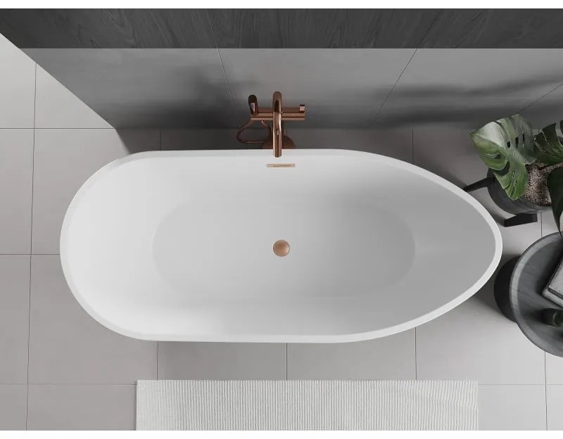 Mexen Eos, voľne stojaca vaňa 170 x 75 cm, biela, medený prepad, 52471707500-65