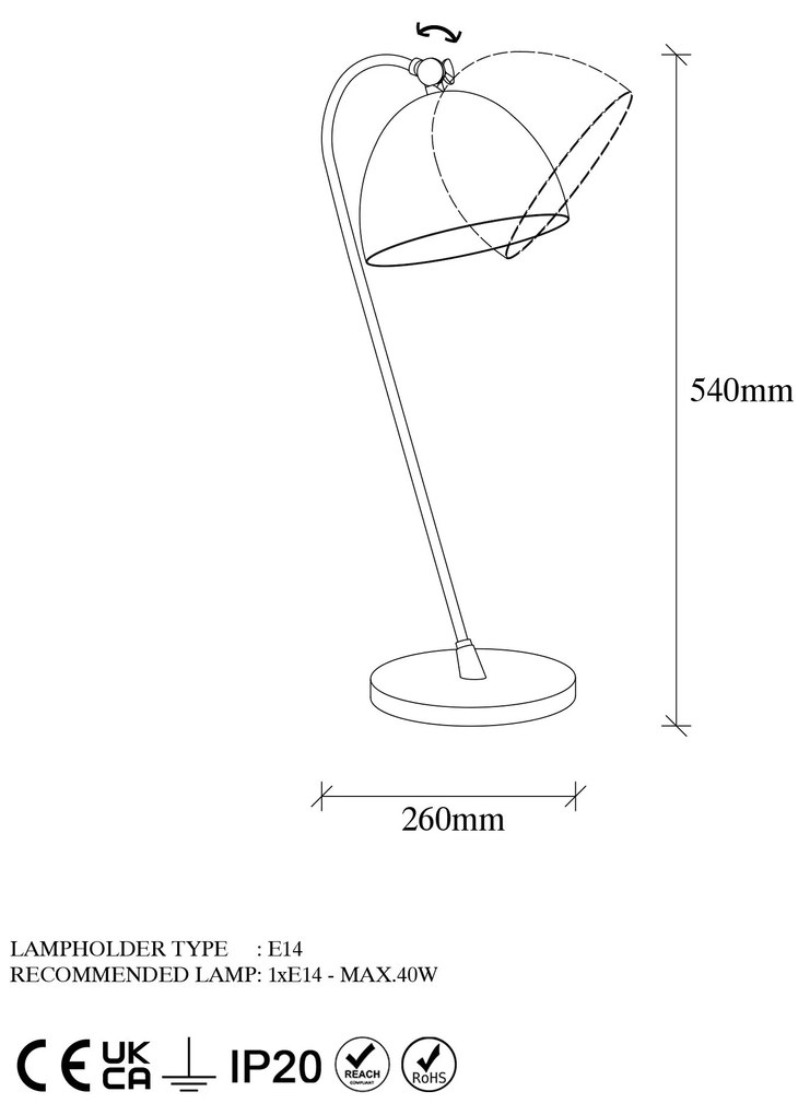 Stolná lampa Acuka zlatá