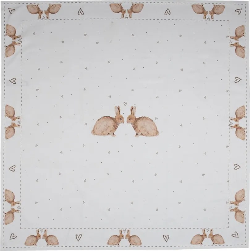 Bavlnený obrus s motívom zajačikov Bunnies in Love - 100*100 cm