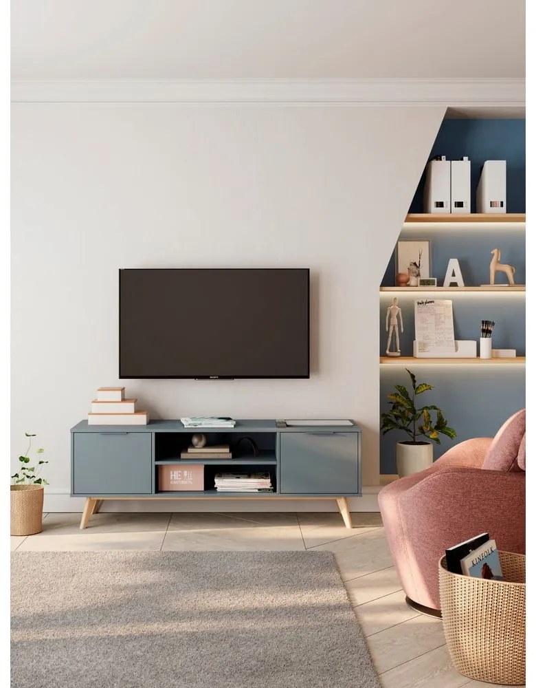 TV stolík sivozelený 140x53x40 cm Pisco – Marckeric