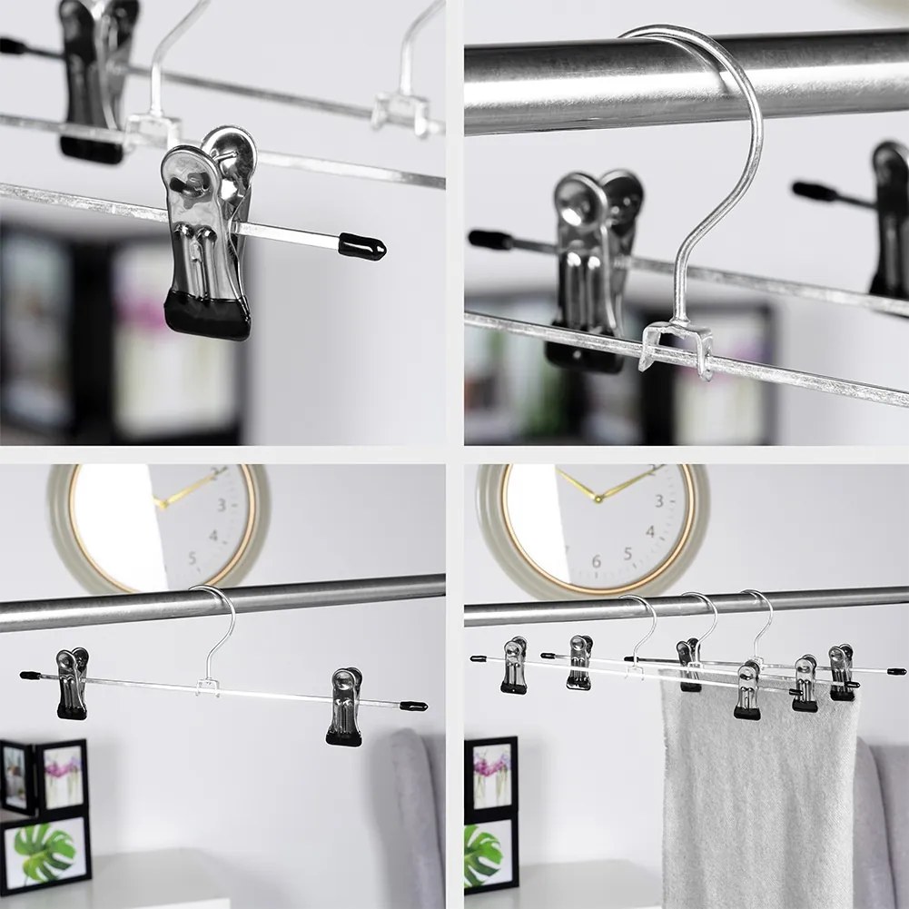 VILDE Kovové vešiaky s klipom na nohavice a sukne, sada 3ks (strieborné)