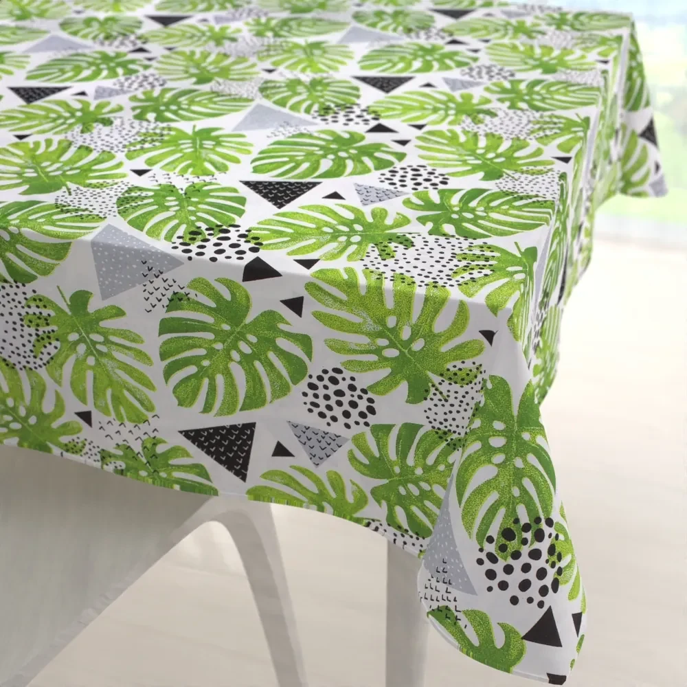 Biante Bavlnený štvorcový obrus Sandra SA-175 Zelené listy Monstera 140x140 cm