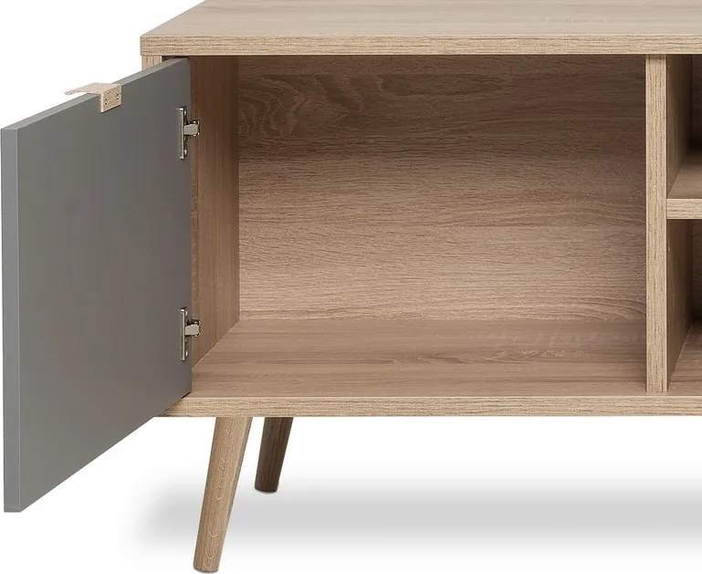 TV skrinka Cuba, dub/biela/šedá/petrolejová
