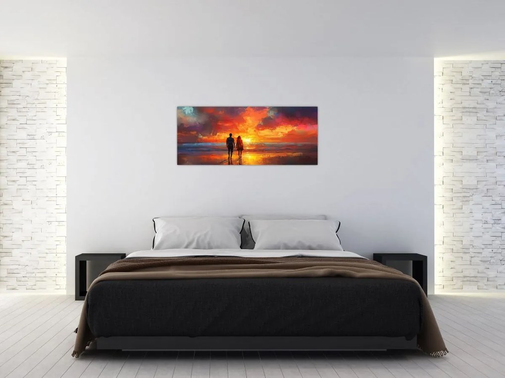Obraz - Prechádzka na pláži (120x50 cm)
