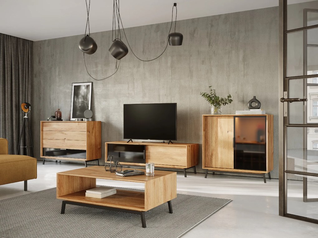 PROXIMA.store - Luxusný dubový TV stolík - MODERN LOFT FARBA: dub, ROZMER: dĺžka TV stolíka 200 cm