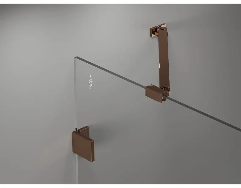 Mexen Lunar Duo, výklopný sprchový kút 80 x 80 cm, 8mm číre sklo, profil ružové zlato, 834-080L-080P-60-00