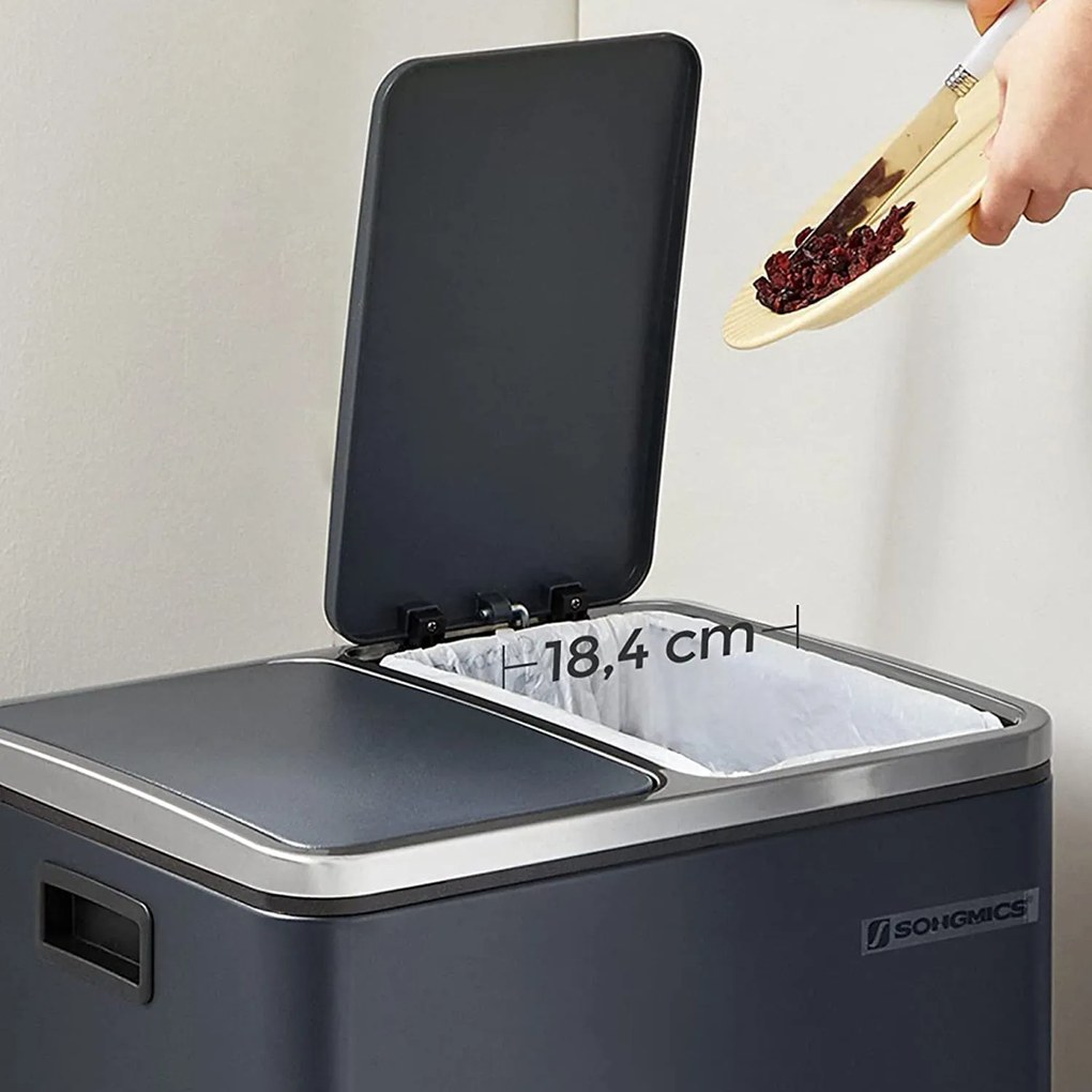 Odpadkový kôš oceľový 2 x 15 l, dymovo sivý