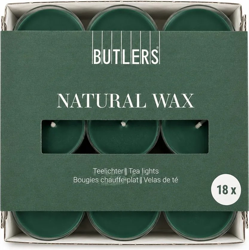 NATURAL WAX Čajové sviečky 18 ks - tm. zelená