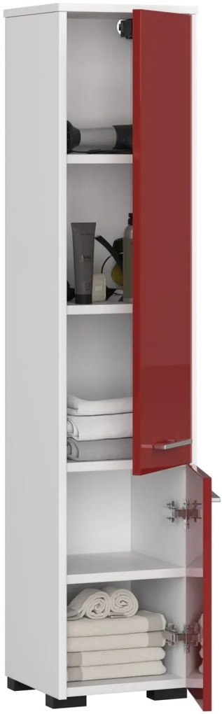 Kúpeľňová skrinka Fin I 30 cm biela/červená lesk