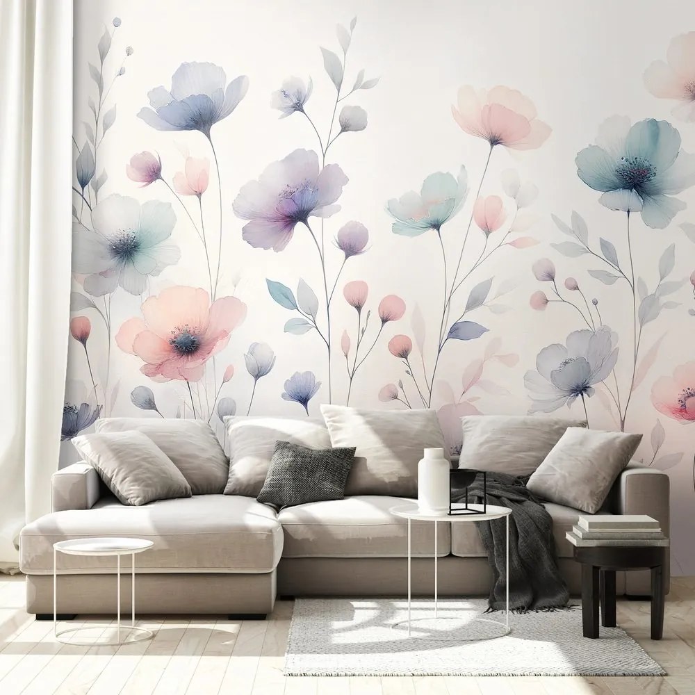 Samolepiaca tapeta akvarelové pastelové kvety