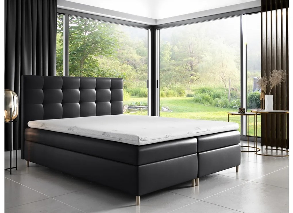 Čalúnená posteľ boxspring MARIANA + topper, 200x200, madryt 920