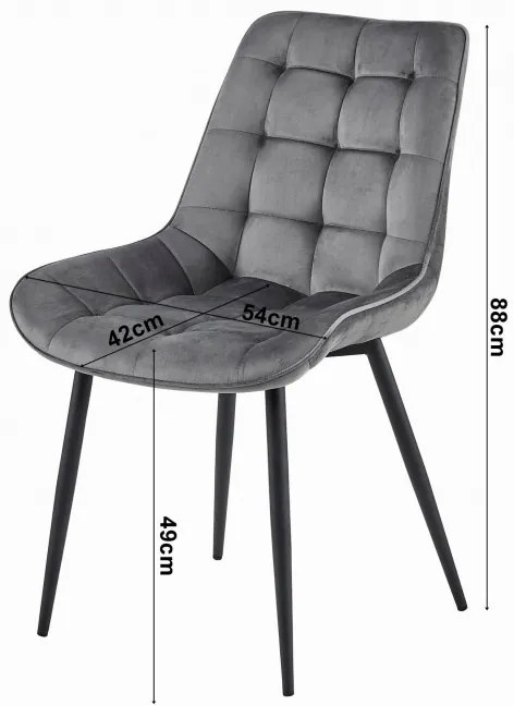 Set štyroch jedálenských stoličiek BERA zamatové ružové / čierne nohy (4 ks)