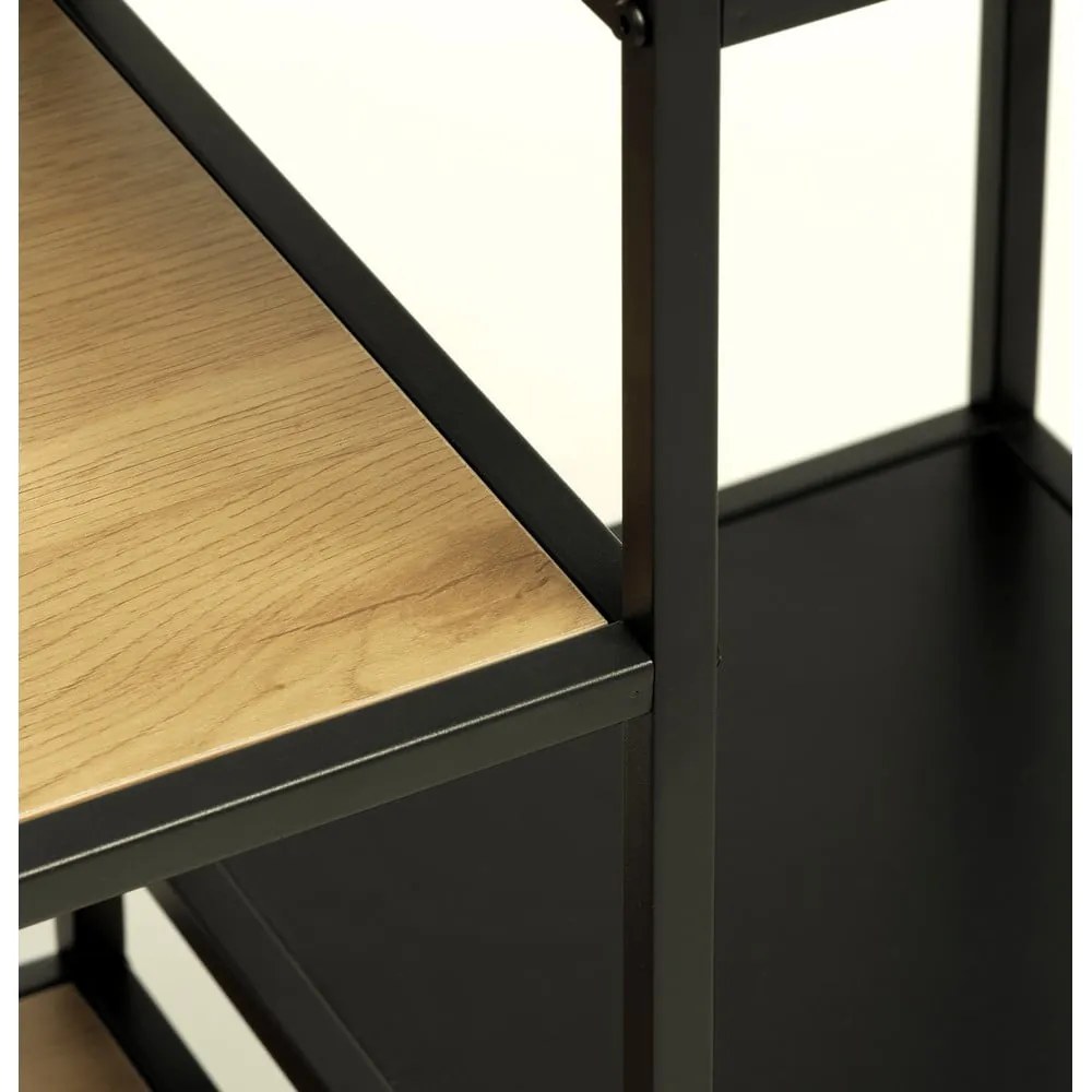 Čierna/v prírodnej farbe knižnica v dekore duba 80x180x35 cm Altino – Unique Furniture
