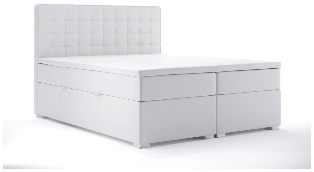 Manželská posteľ Boxspring 180 cm Candy (biela ekokoža) (s úložným priestorom). Akcia -20%. Vlastná spoľahlivá doprava až k Vám domov. 1044185