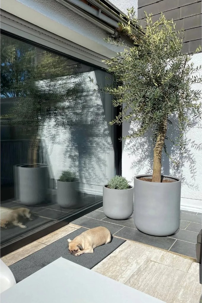 Kvetináč CHICO, sklolaminát, priemer 40 cm, beton design sivý