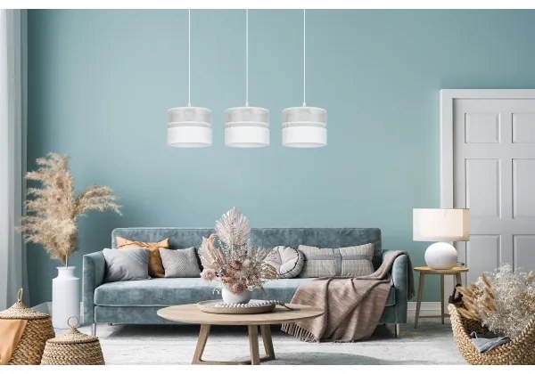 Luster na lanku LIMA 3xE27/60W/230V strieborná/biela