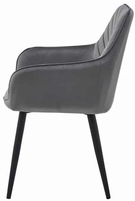 Jedálenská stolička NANA zamatová, tmavosivá (čierne nohy)