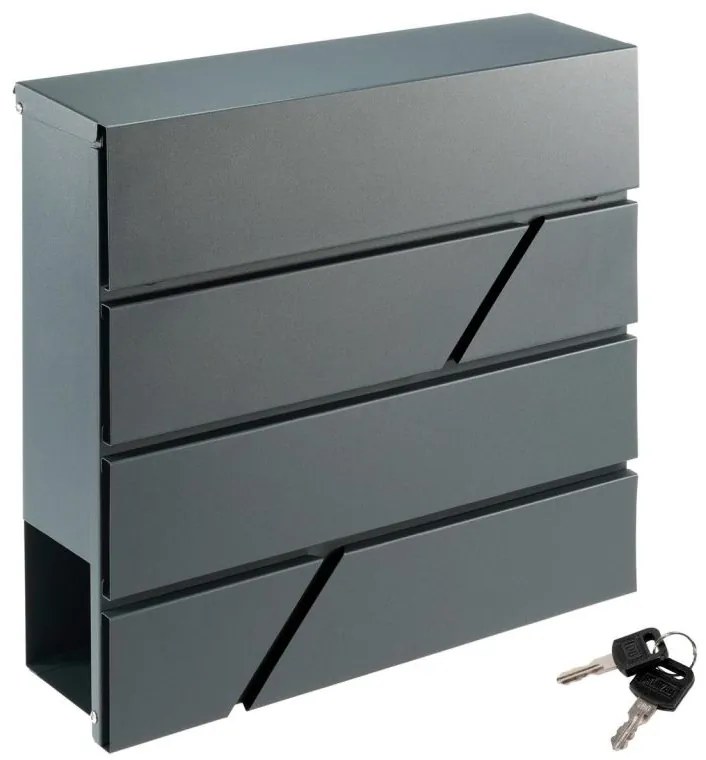 Garthen 77259 Poštová schránka s priehradkou na noviny, antracit, 2 kľúče