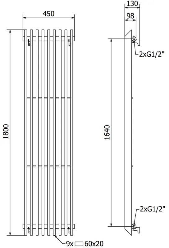 Mexen Aurora, vykurovacie teleso 1800x450 mm, 1347 W, biela, W212-1800-450-00-20