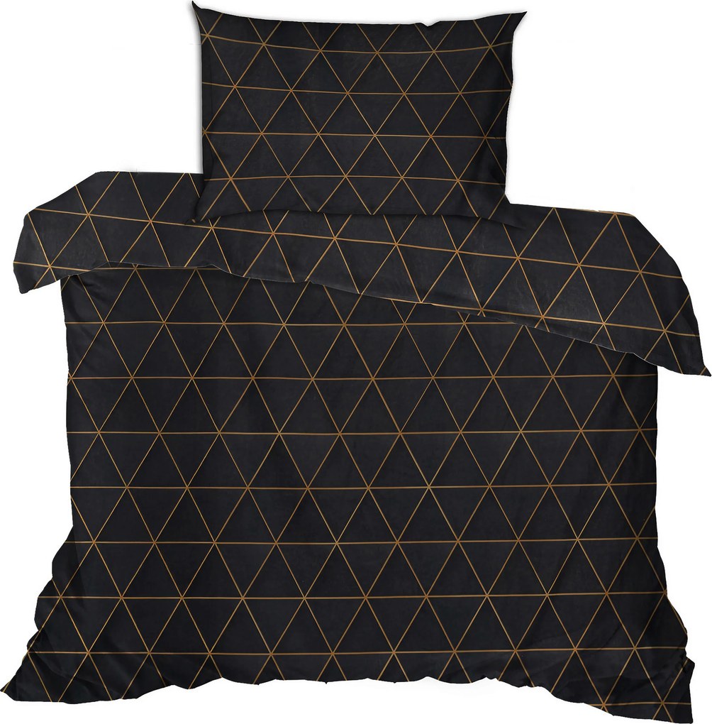 XXXLutz POSTEĽNÁ BIELIZEŇ, renforcé, čierna, zlatá, 155/220 cm - Online Only bytové doplnky - 003808012302