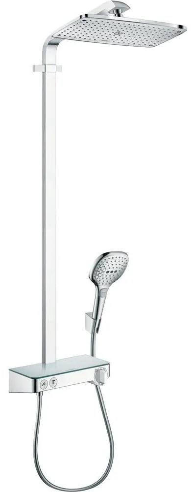 HANSGROHE Raindance E Showerpipe nástenný sprchový systém s termostatom ShowerTablet Select 300, horná sprcha 1jet 360 x 190 mm, ručná sprcha 3jet, chróm, 27288000