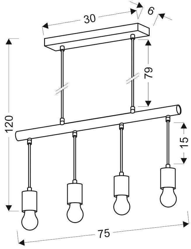 Candellux Závesný luster Izzy pre žiarovku 4x E27 34-77929